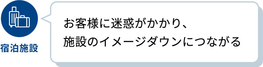 宿泊施設／お客様に迷惑がかかり、施設のイメージダウンにつながる